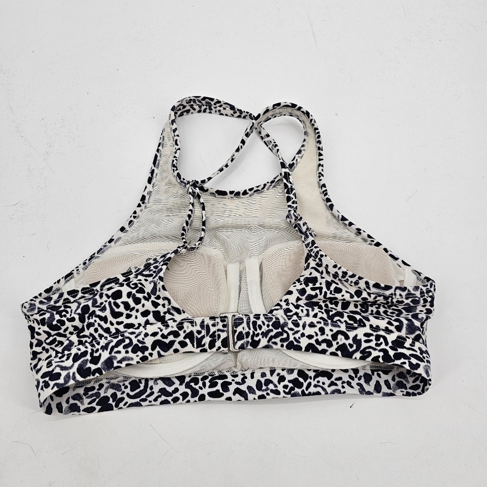 Athleta Zimbabwe High Neck Swim Bikini Top Cream Blue sz 32 B/C - Picture 3 of 6